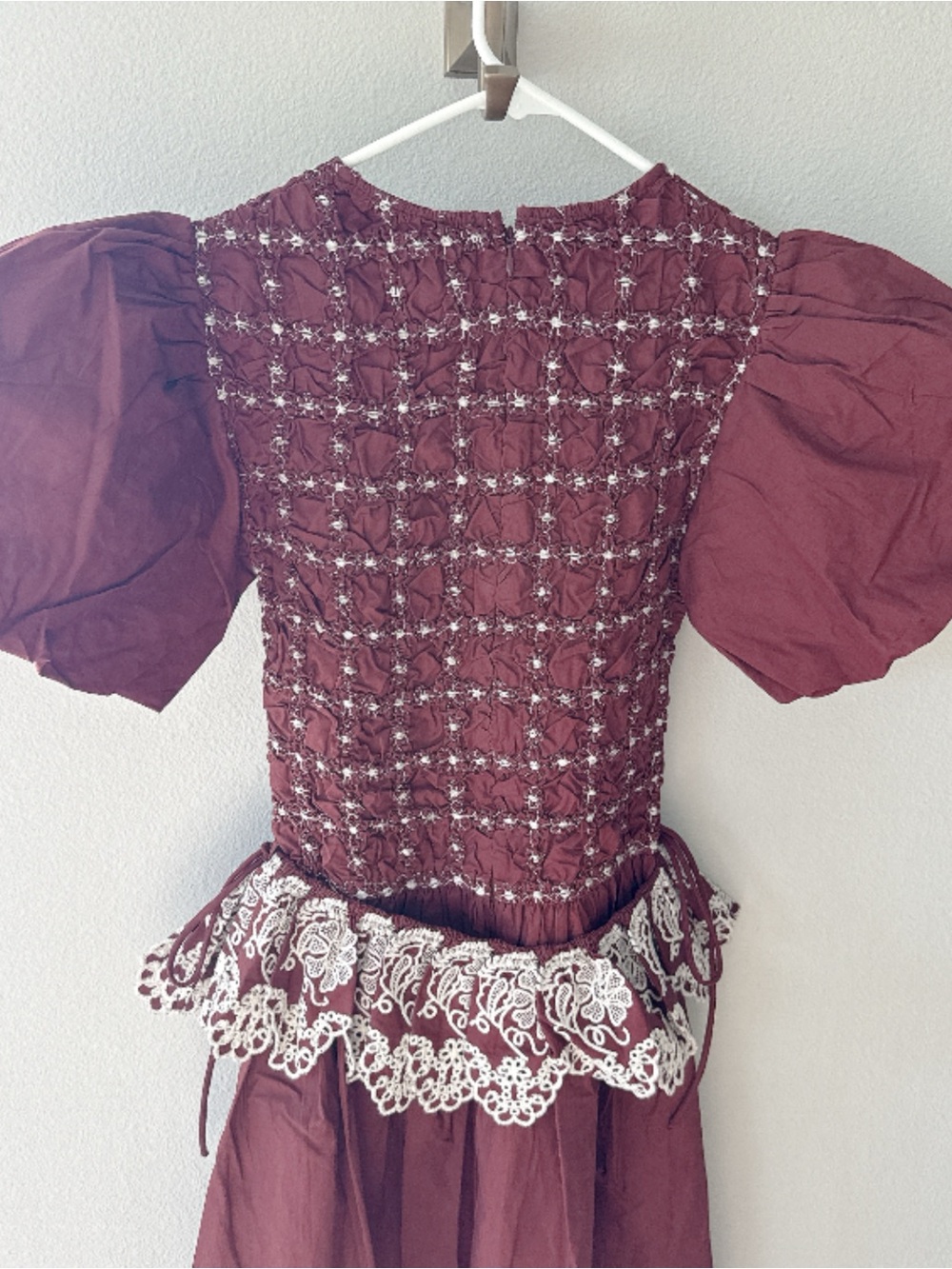 NWT Damson Madder Audrey Midi Dress - Burg/Butter Stitching - Picture 11 of 15